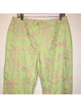Lilly Pulitzer green tropical monkey crop pants